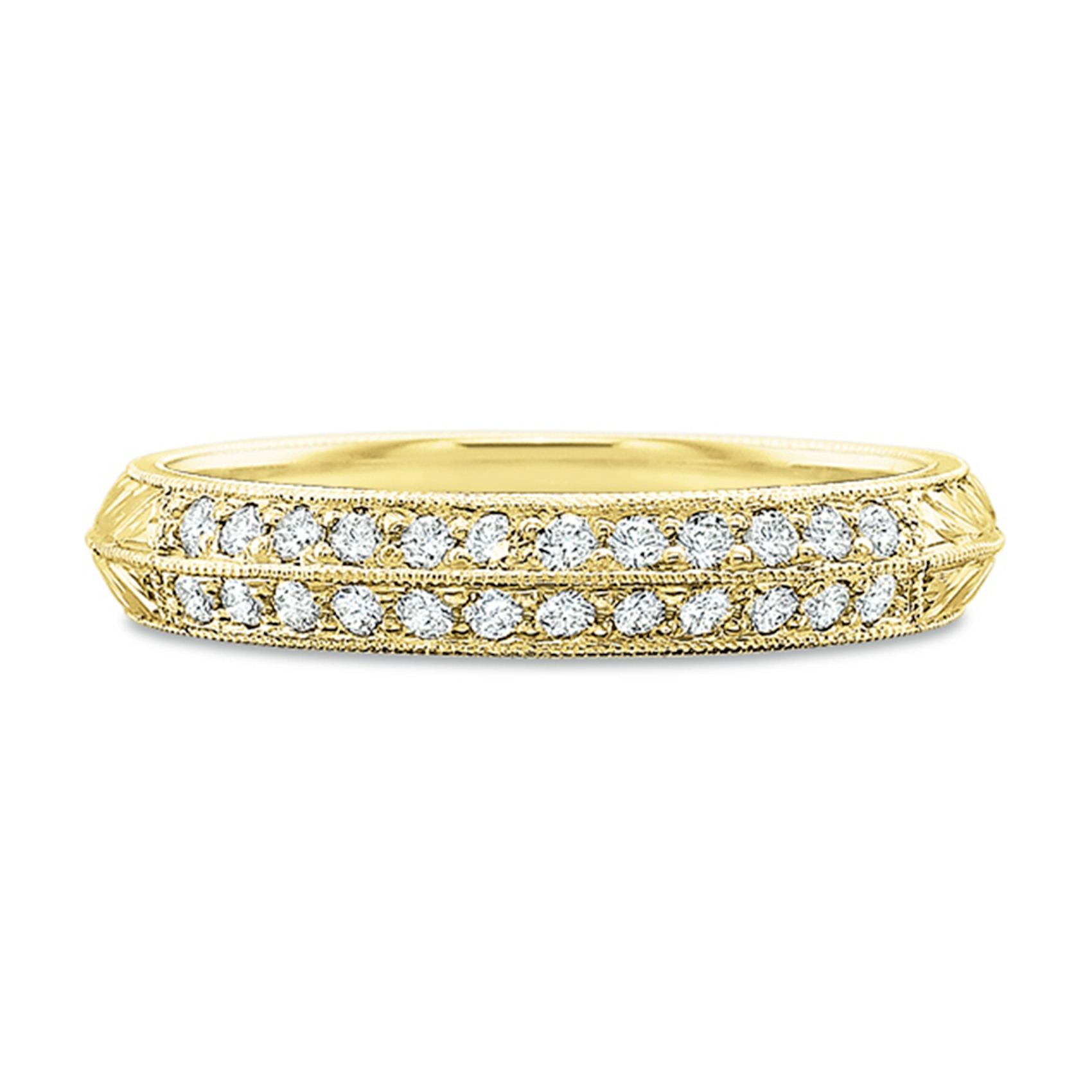 Vertical Yellow Gold 2-Row Diamond Band