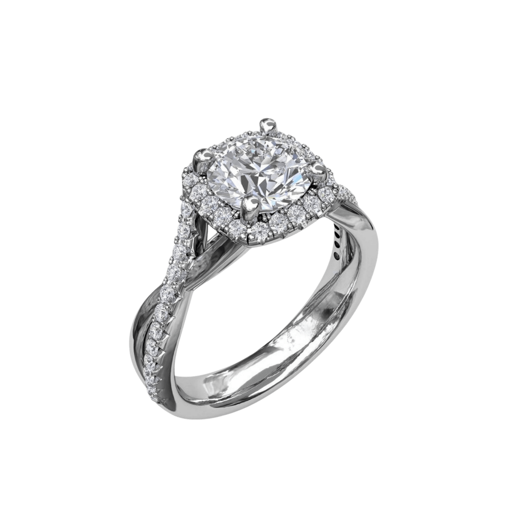 Vertical The 1916 Company Collection Cushion Halo with Diamond and Gold Twist Engagement Ring S3755