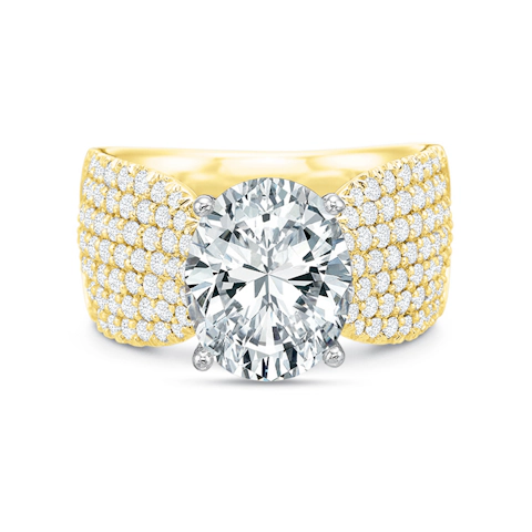 Vertical Yellow Gold Semi-Mount Engagement Ring