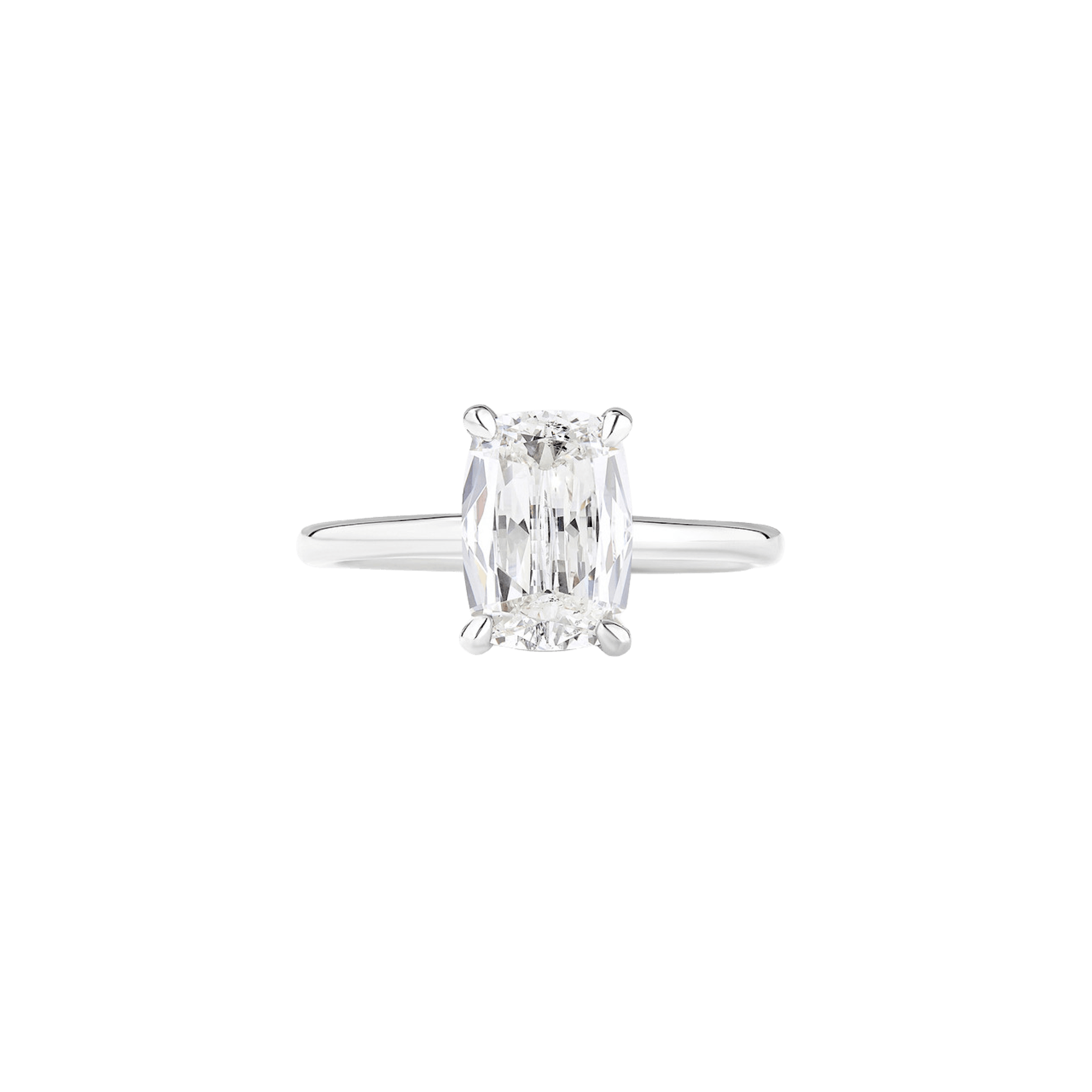 Vertical 18K White Gold Cushion Diamond Engagement Ring