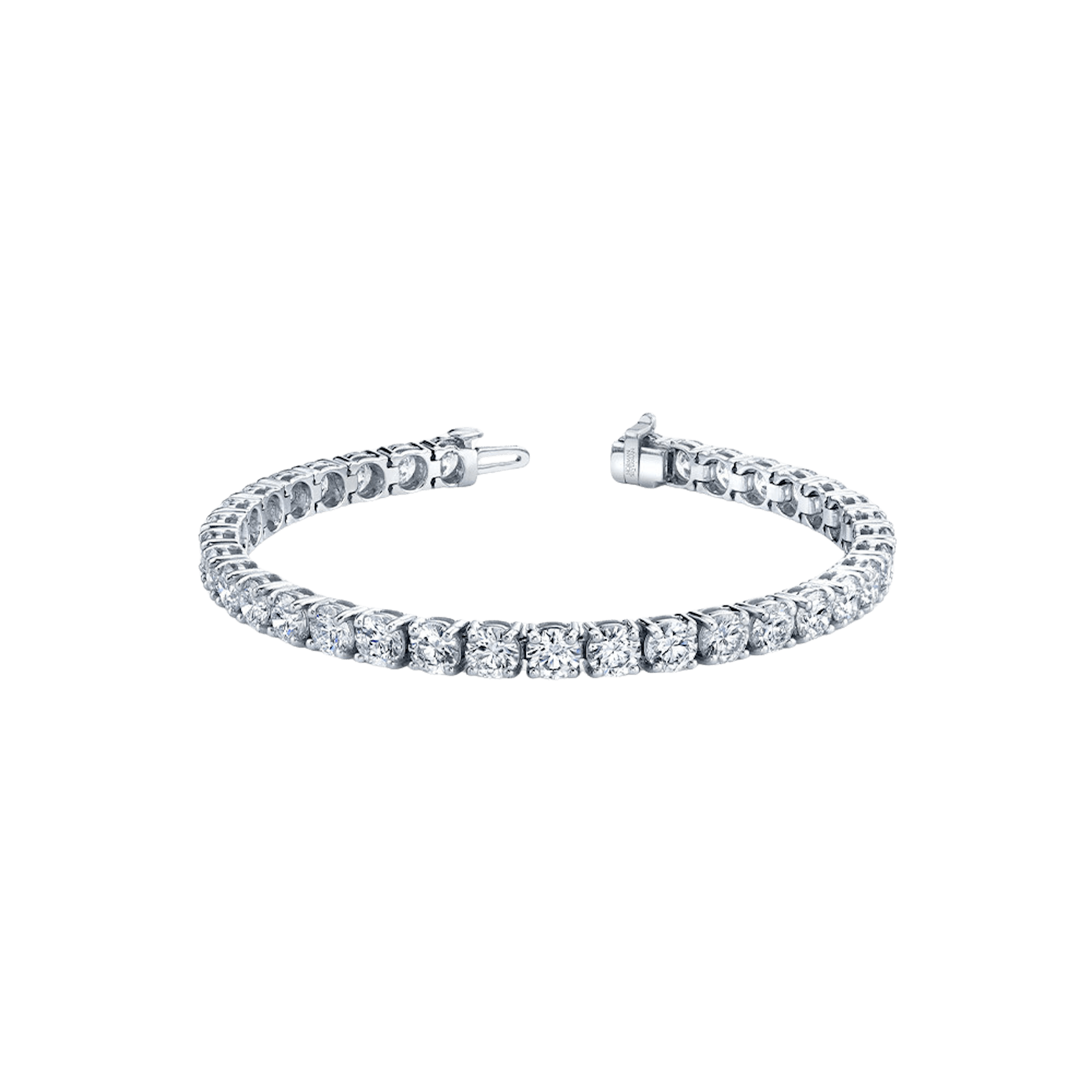 Vertical 18K White Gold Round Diamond Straight Line Bracelet