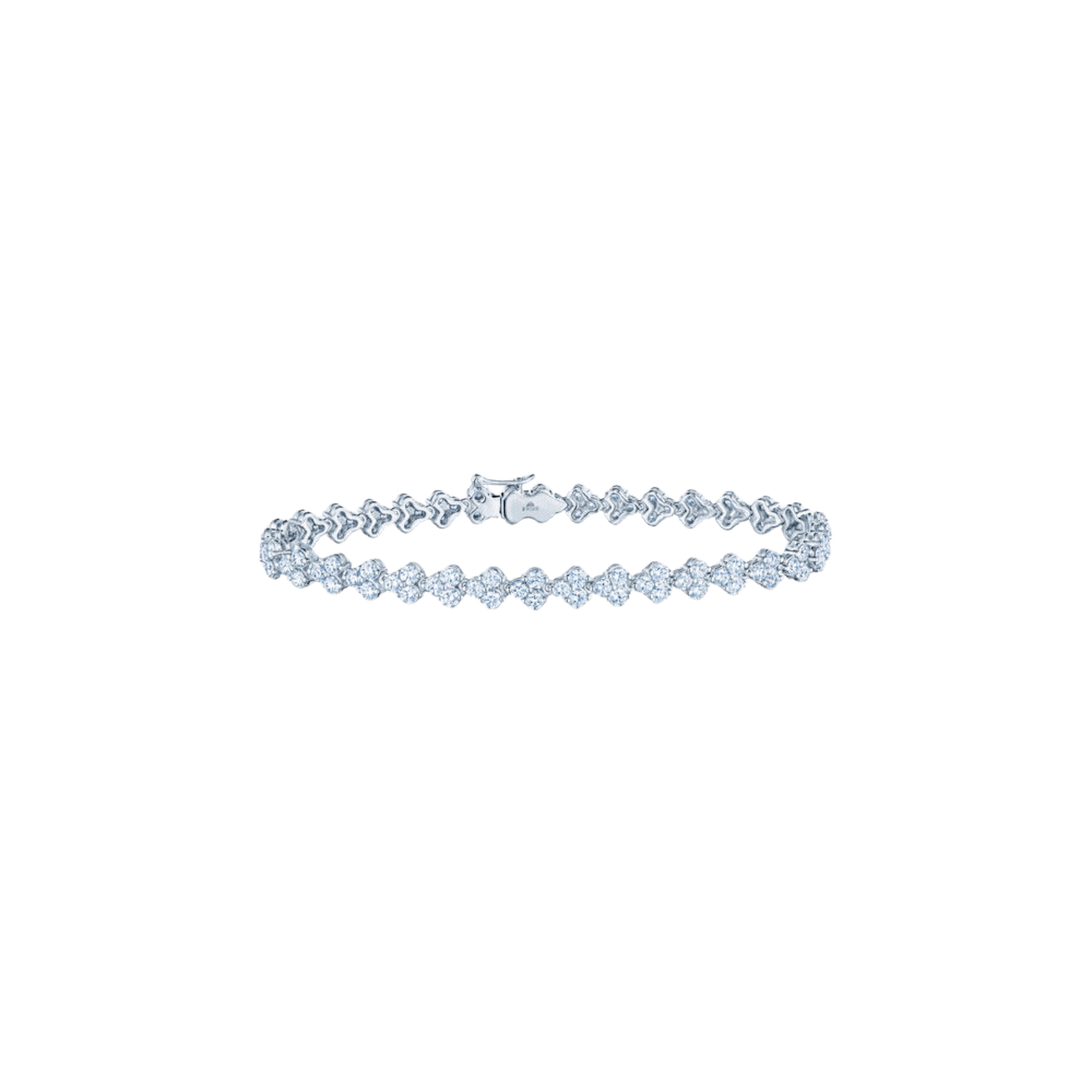 Vertical 18K White Gold Cluster Diamond Line Bracelet