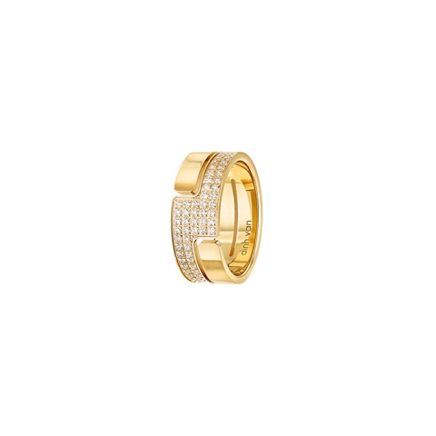 Vertical 18K Yellow Gold Seventies Diamond Ring