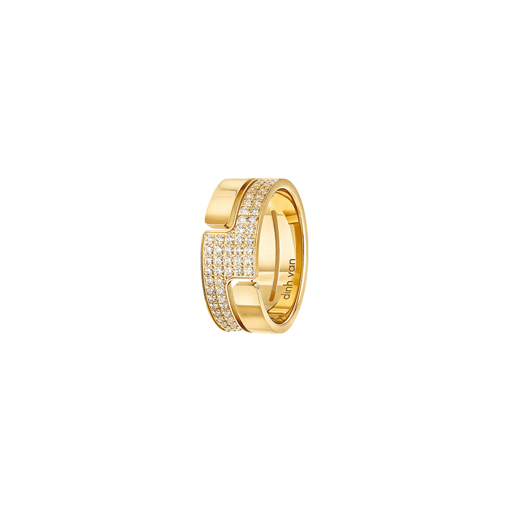 Vertical 18K Yellow Gold Seventies Diamond Ring