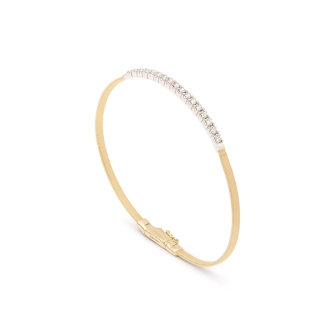 Vertical 18K Yellow Gold/White Gold Masai Diamond Bar Single Strand Bracelet