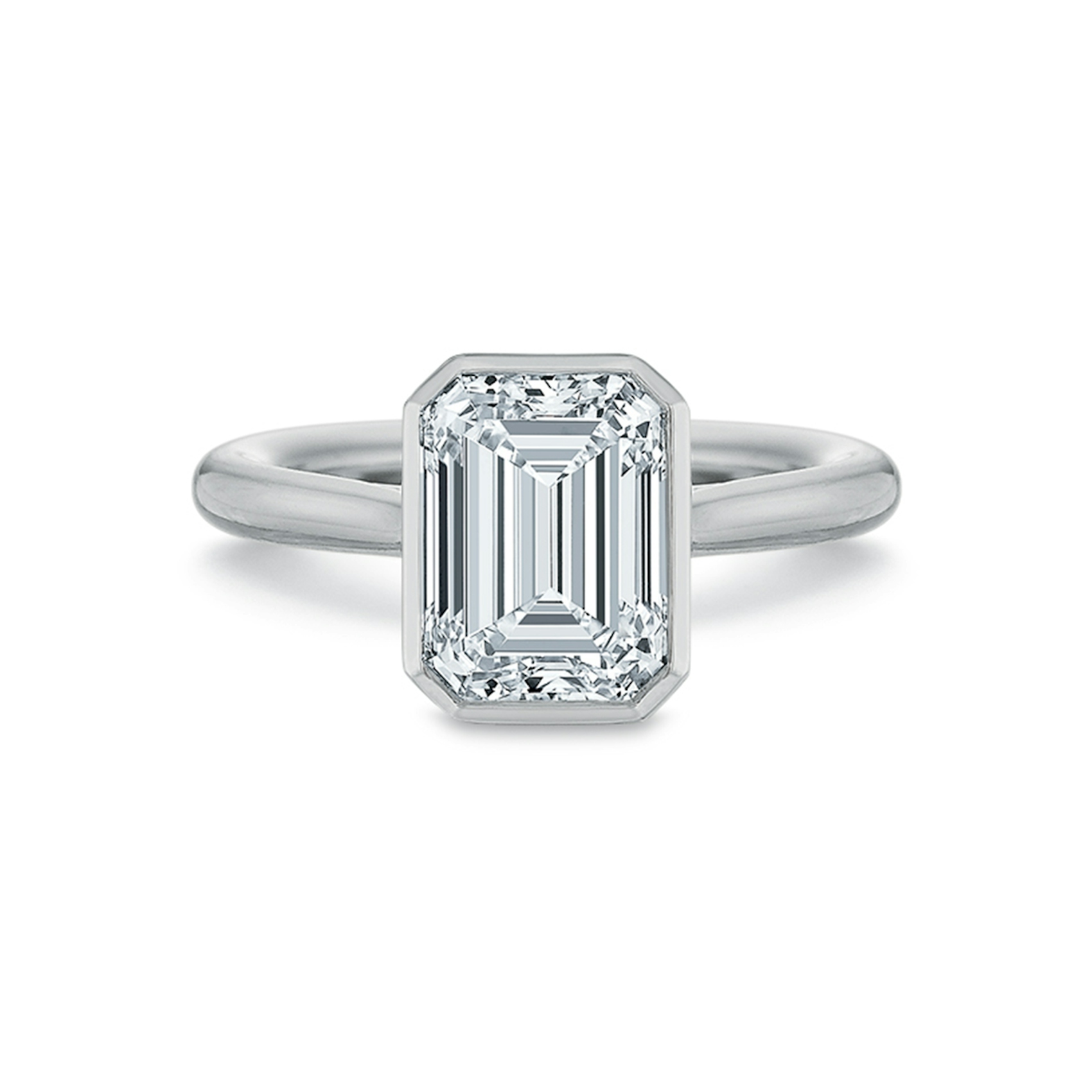 Vertical White Gold Diamond Bezel Semi-Mount Engagement Ring