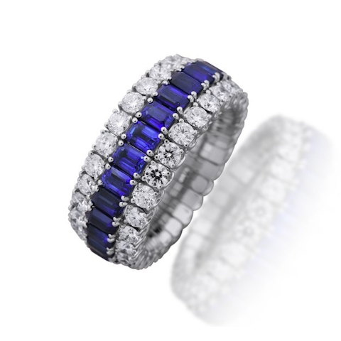 Vertical 18K White Gold Xpandable Diamond Band