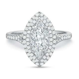 Vertical White Gold Double Halo Semi-Mount Engagement Ring