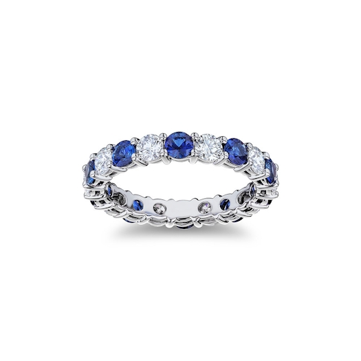 Vertical Platinum Diamond and Sapphire Eternity Band