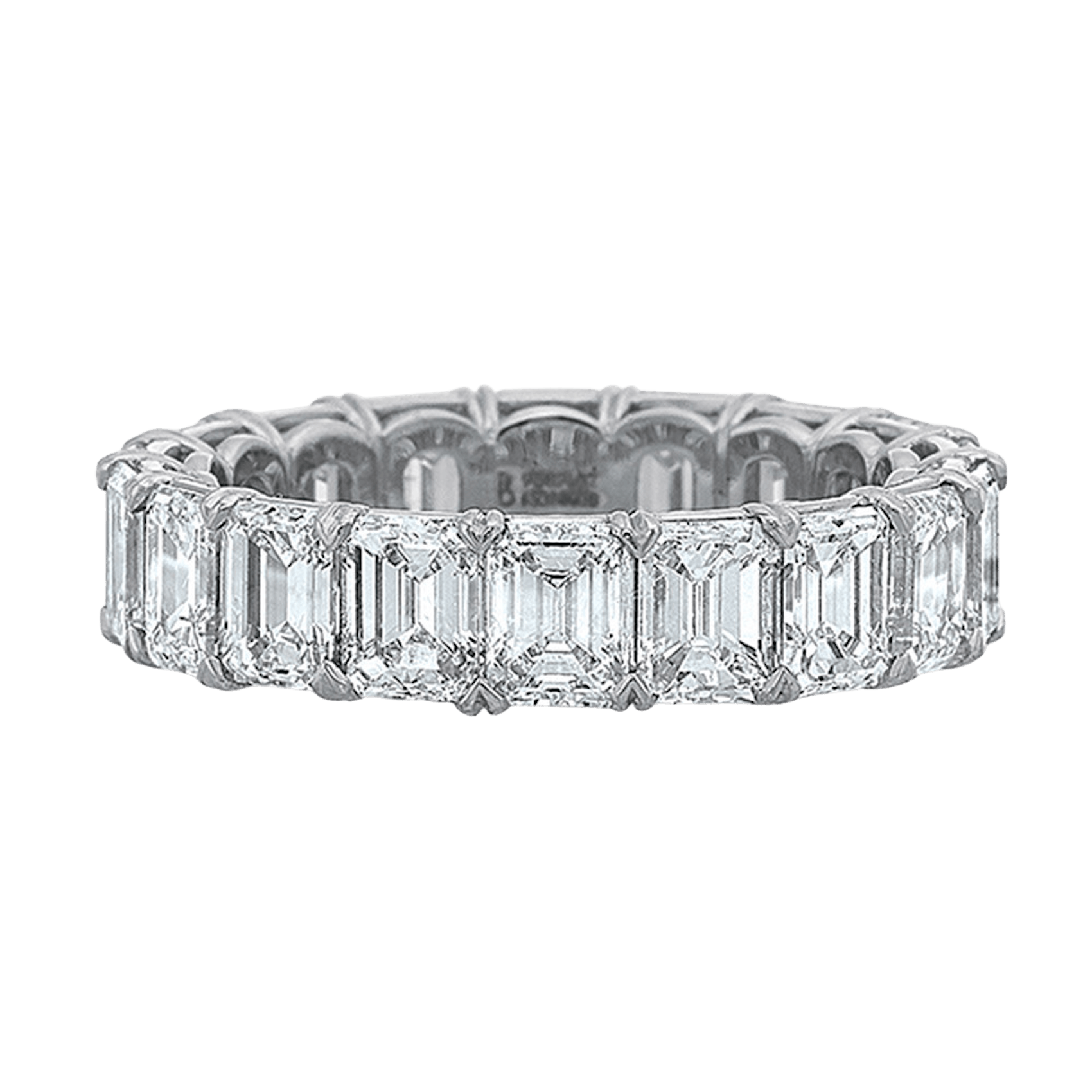 Vertical White Gold Emerald Diamond Eternity Band