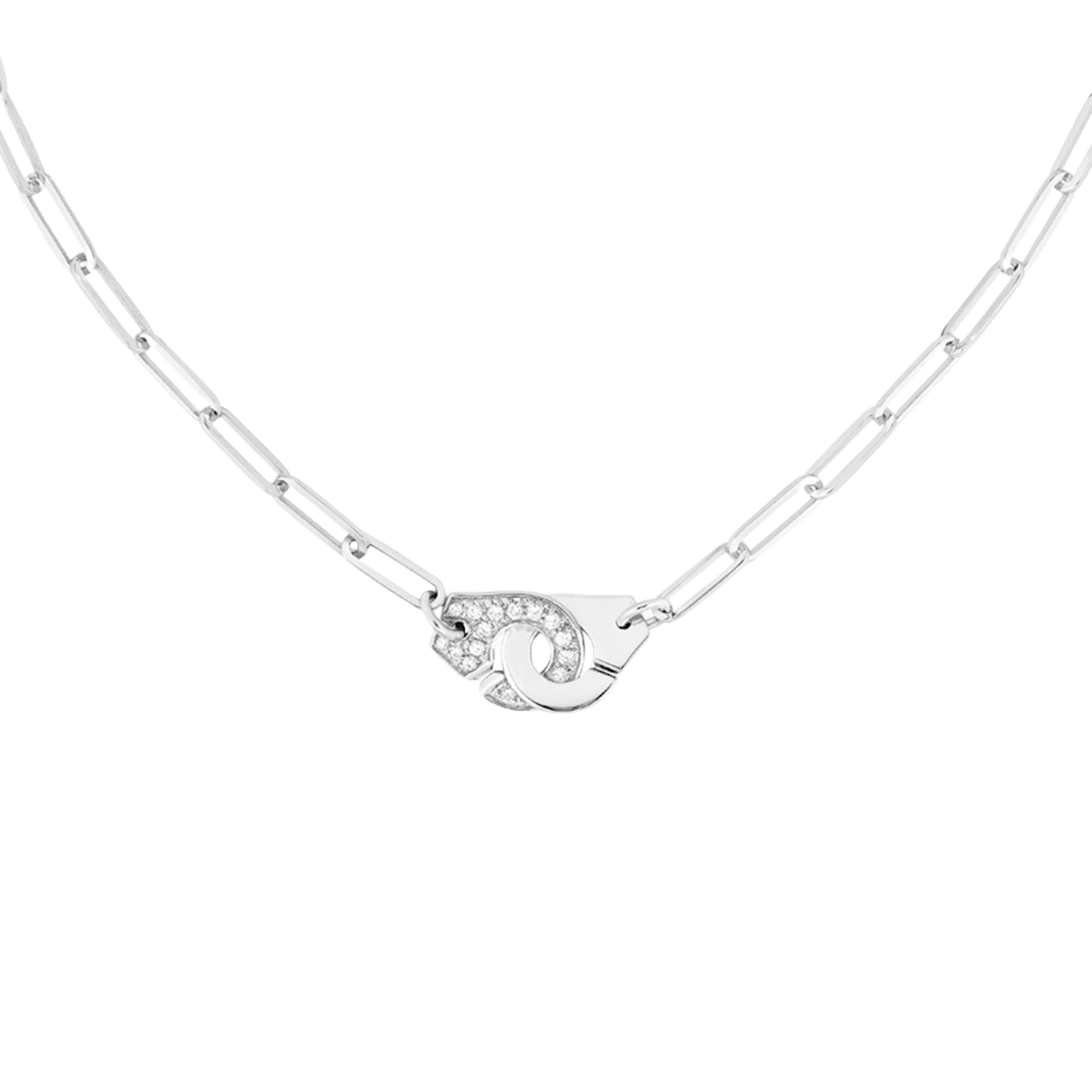 Vertical Menottes 18Kt White Gold & Diamond R12 Necklace
