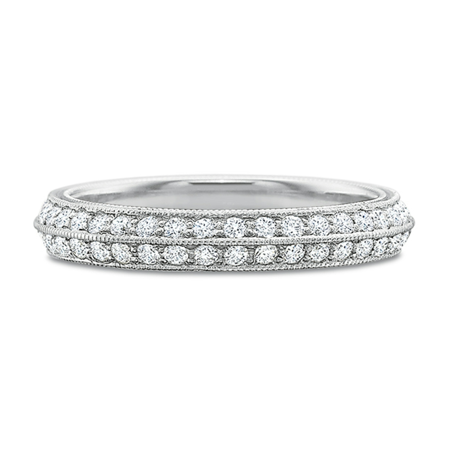 Vertical White Gold 2-Row Diamond Band