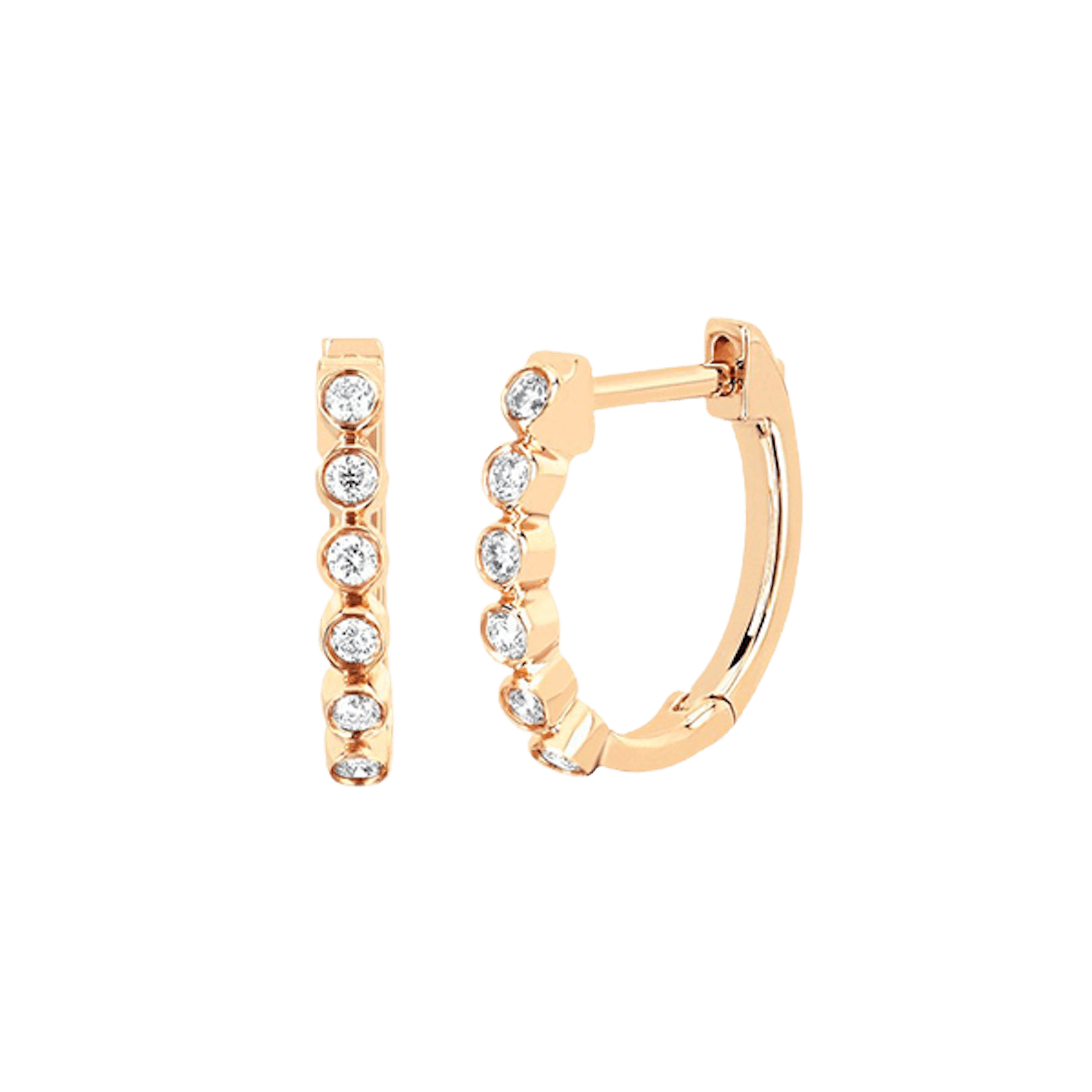 Vertical Diamond Bezel Huggie Earrings