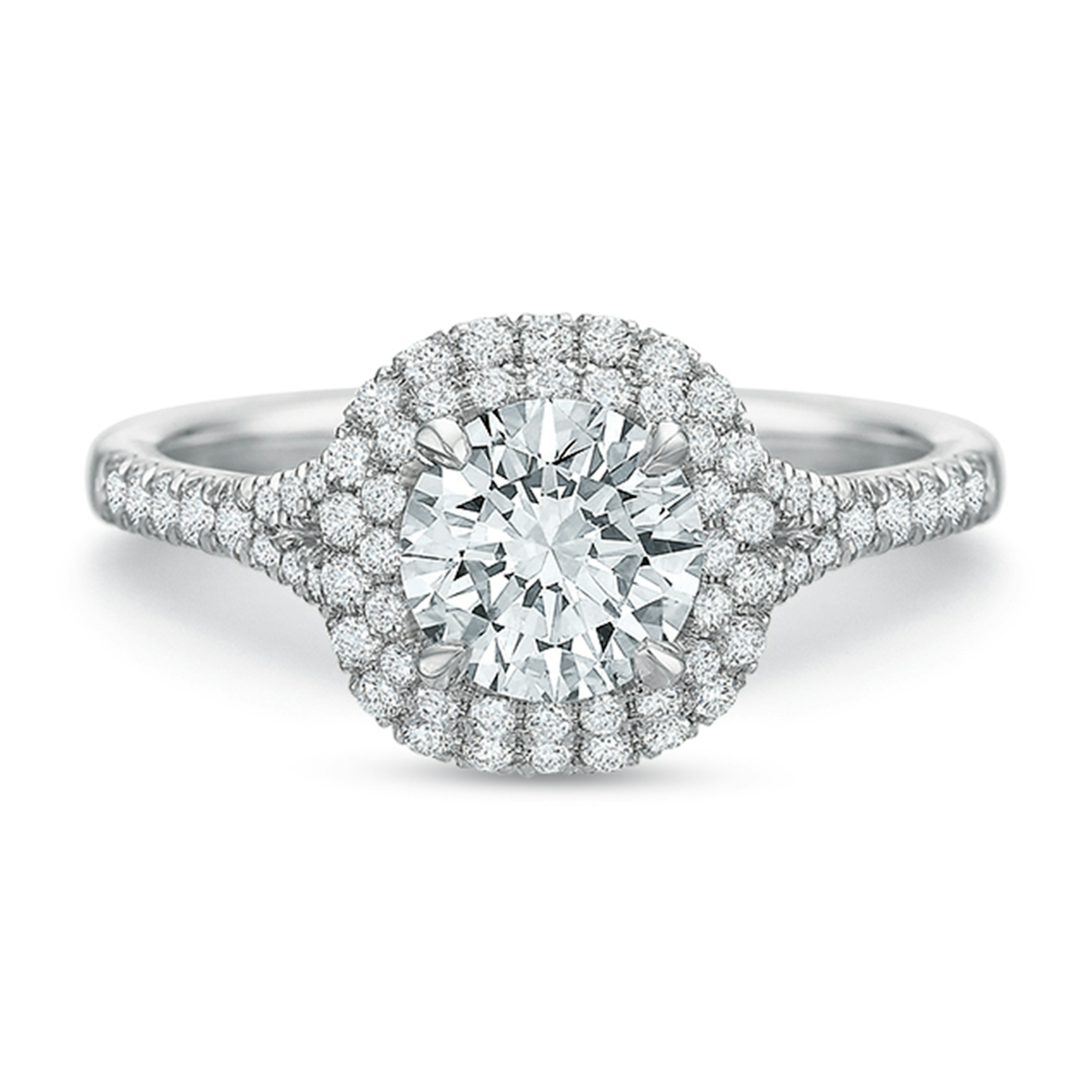 Vertical White Gold Halo Semi-Mount Engagement Ring