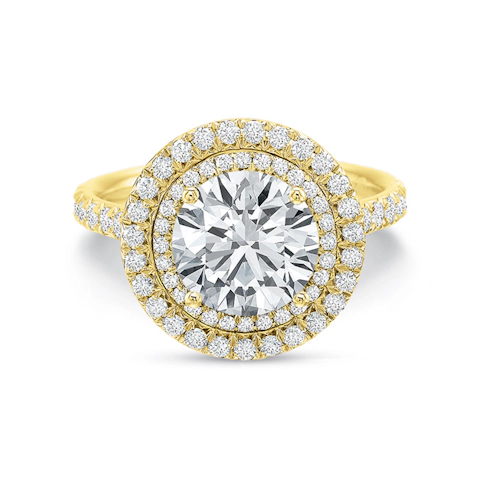 Vertical Yellow Gold Halo Semi-Mount Engagement Ring