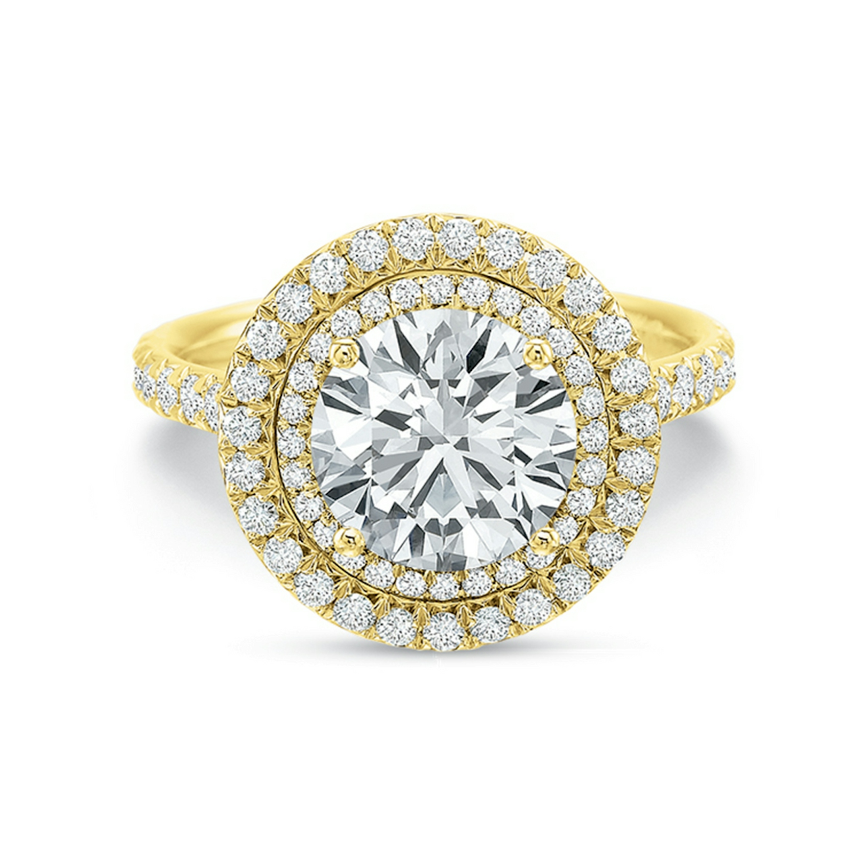 Vertical Yellow Gold Halo Semi-Mount Engagement Ring