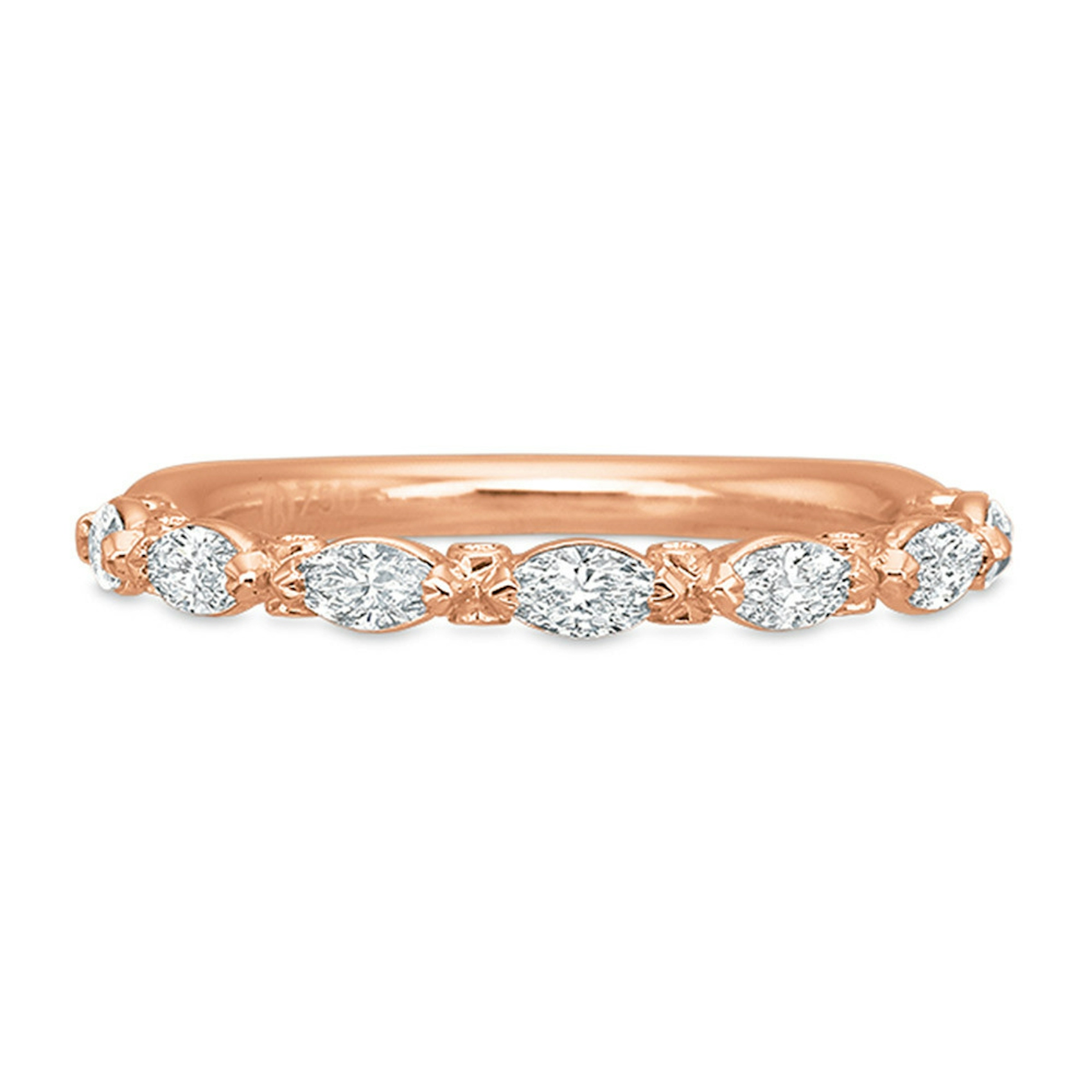 Vertical Rose Gold Diamond Shared Prong Band