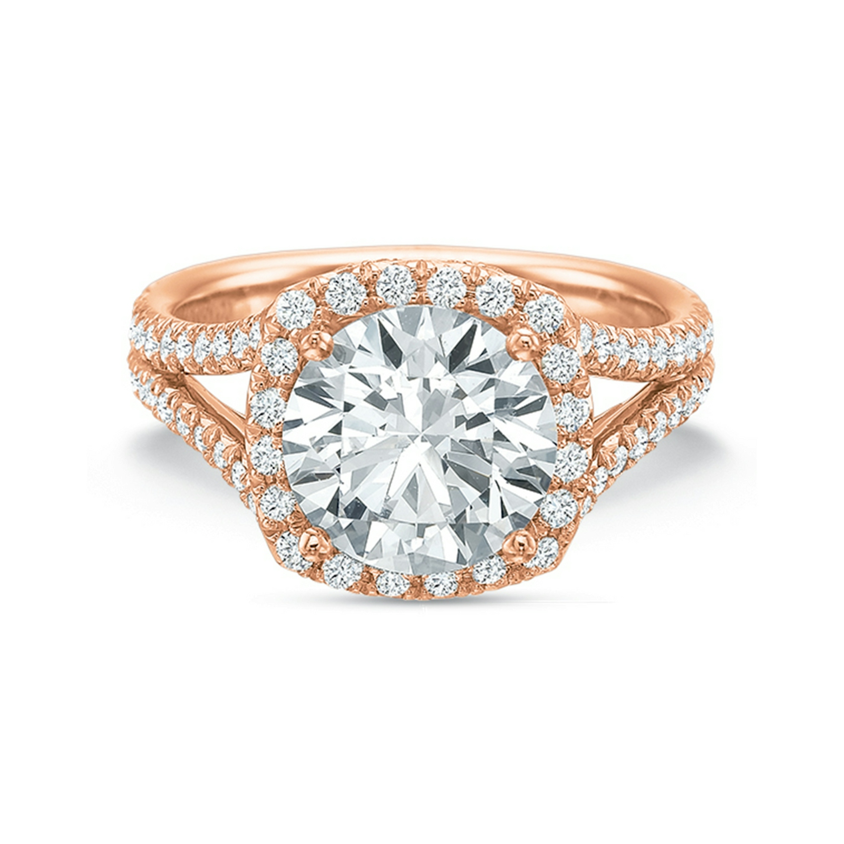 Vertical Rose Gold Halo Semi-Mount Engagement Ring