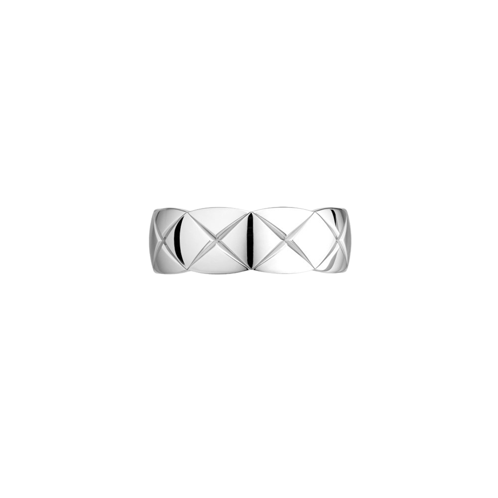 Vertical 18K White Gold Coco Crush Quilted Small Ring