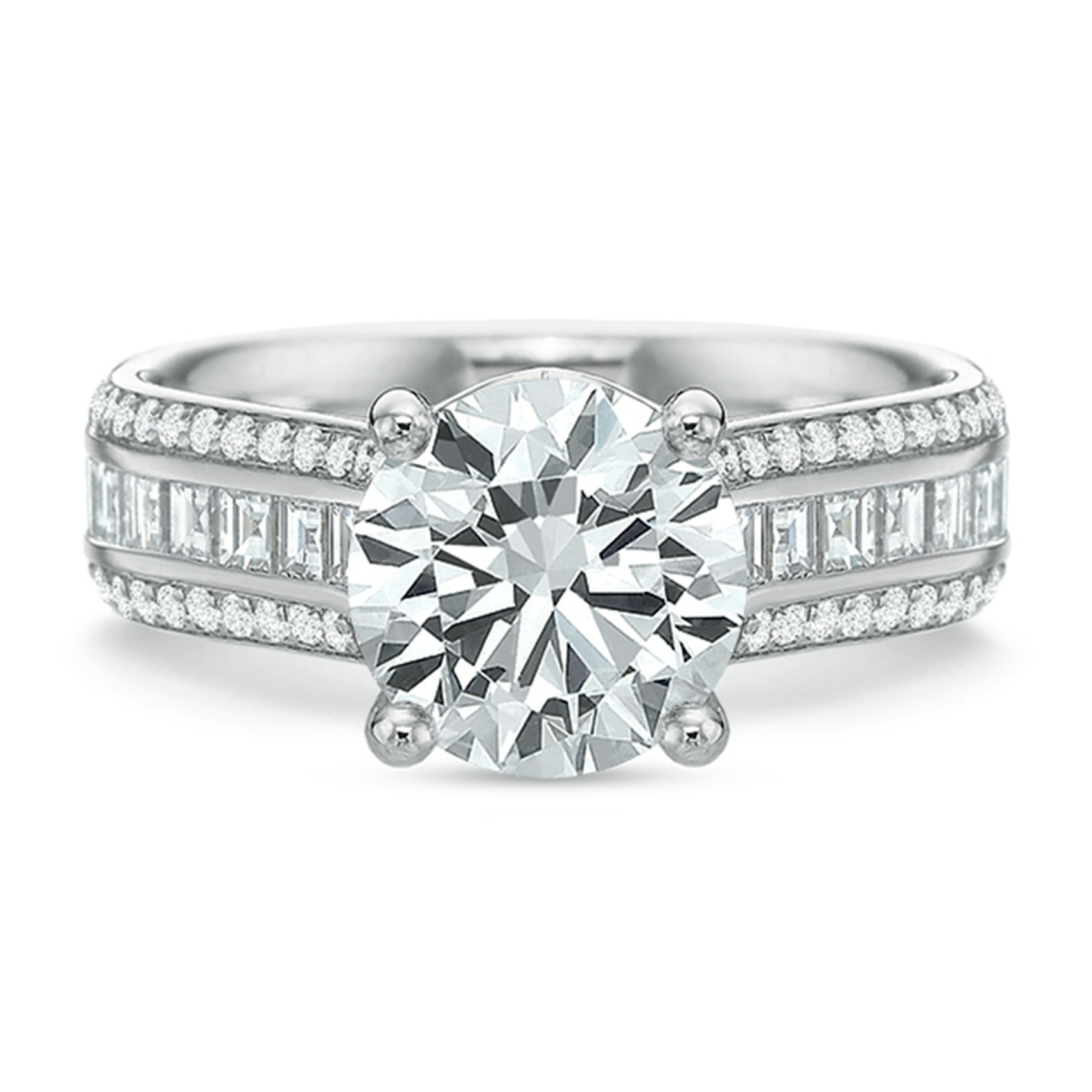 Vertical White Gold Channel Set Semi-Mount Engagement Ring