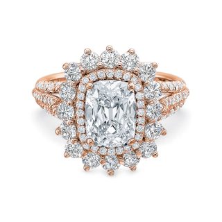 Vertical Rose Gold Halo Semi-Mount Engagement Ring