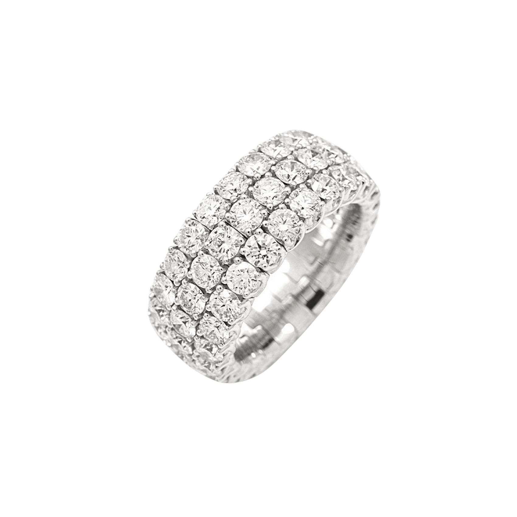 Vertical 18K White Gold Xpandable Round Diamond Ring