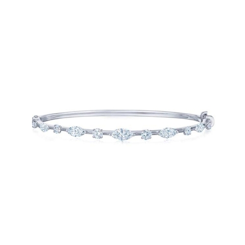 Vertical 18K White Gold Starry Night Diamond Bangle