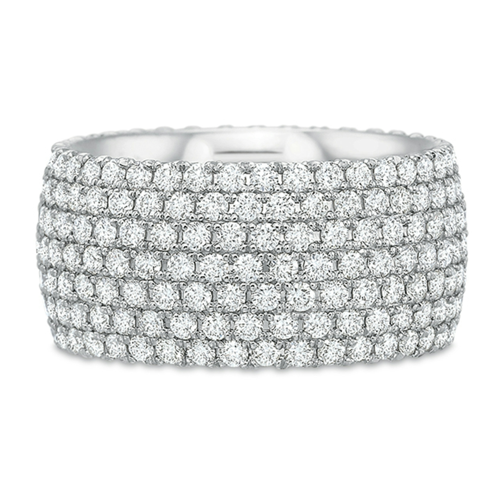 Vertical White Gold 7-Row Diamond Eternity Band