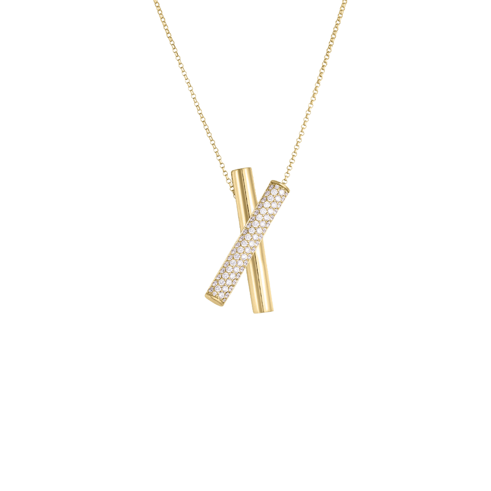 Vertical 18K Yellow Gold Domino Diamond Necklace