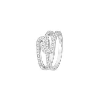 Vertical 18K White Gold Maillon Diamond Star Ring
