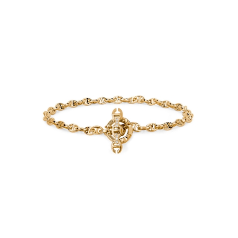 Vertical 18K Yellow Gold Open-Link Diamond Toggle Bracelet