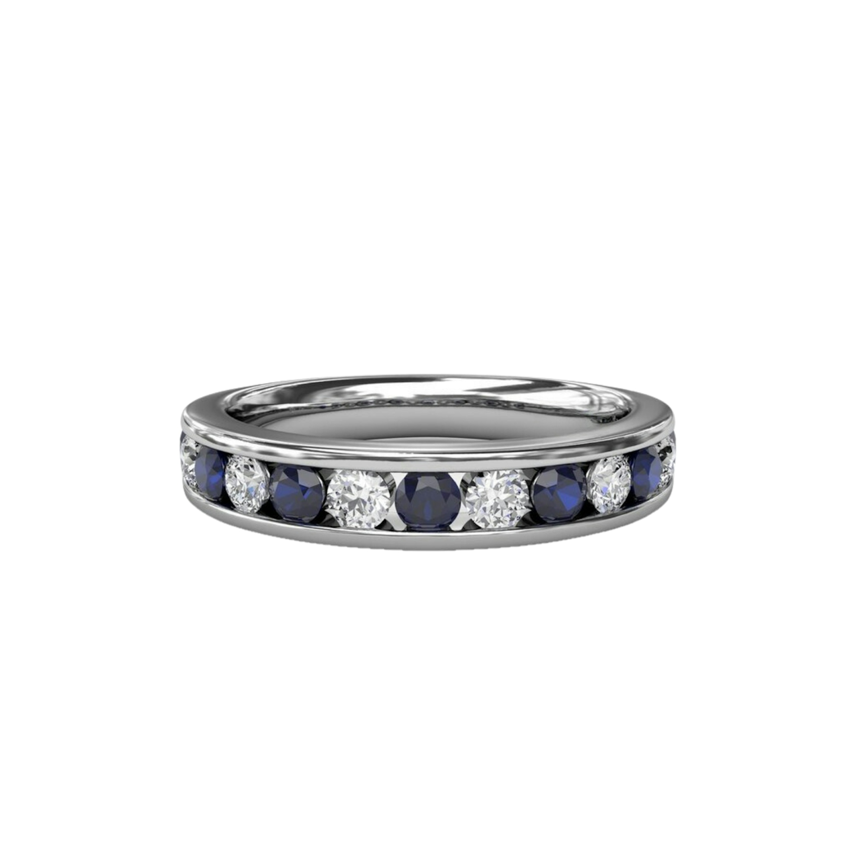Vertical Single Row Sapphire and Diamond Band W7021S