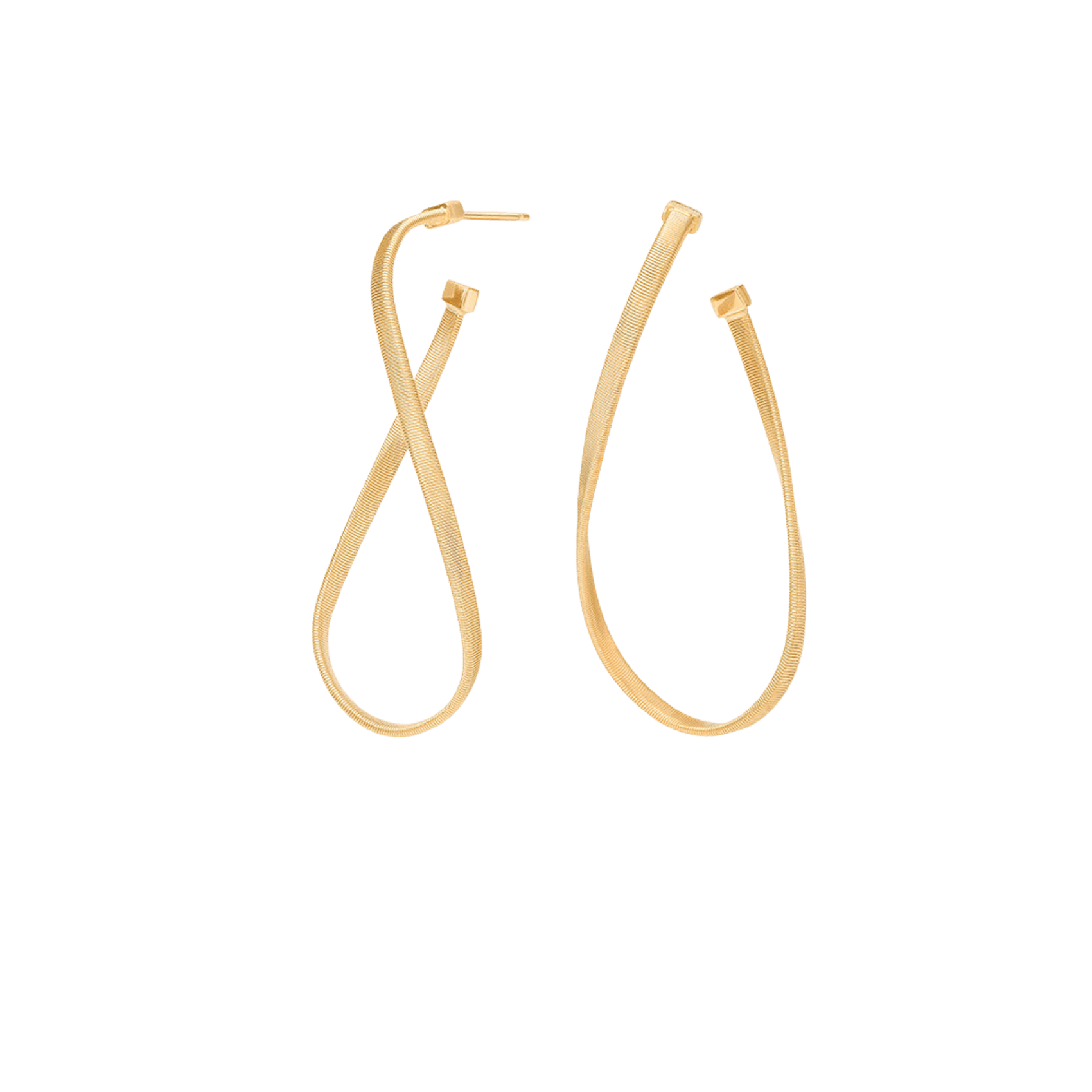 Vertical 18K Yellow Gold Marrakech Twisted Irregular Medium Hoop Earrings
