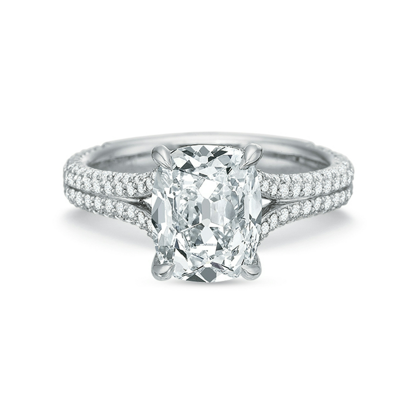 Vertical White Gold Split Shank Semi-Mount Engagement Ring