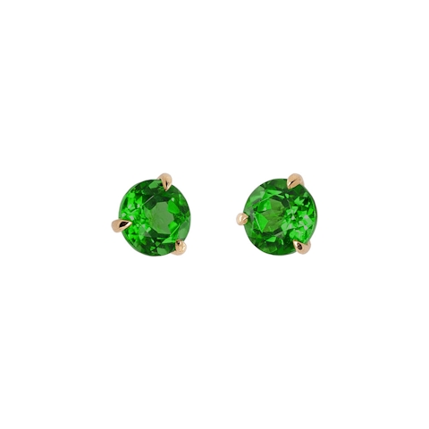 Vertical 14K Yellow Gold Birthstone Emerald May Stud Earrings
