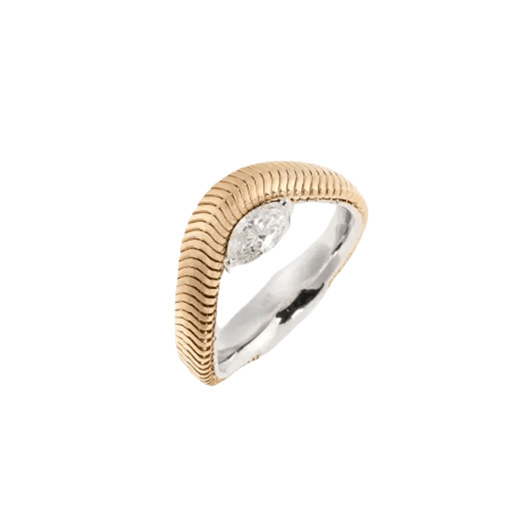 Vertical 18K Yellow & White Gold Feelings Diamond Ring