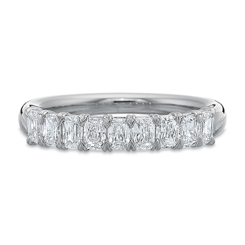 Vertical White Gold Radiant Diamond Band