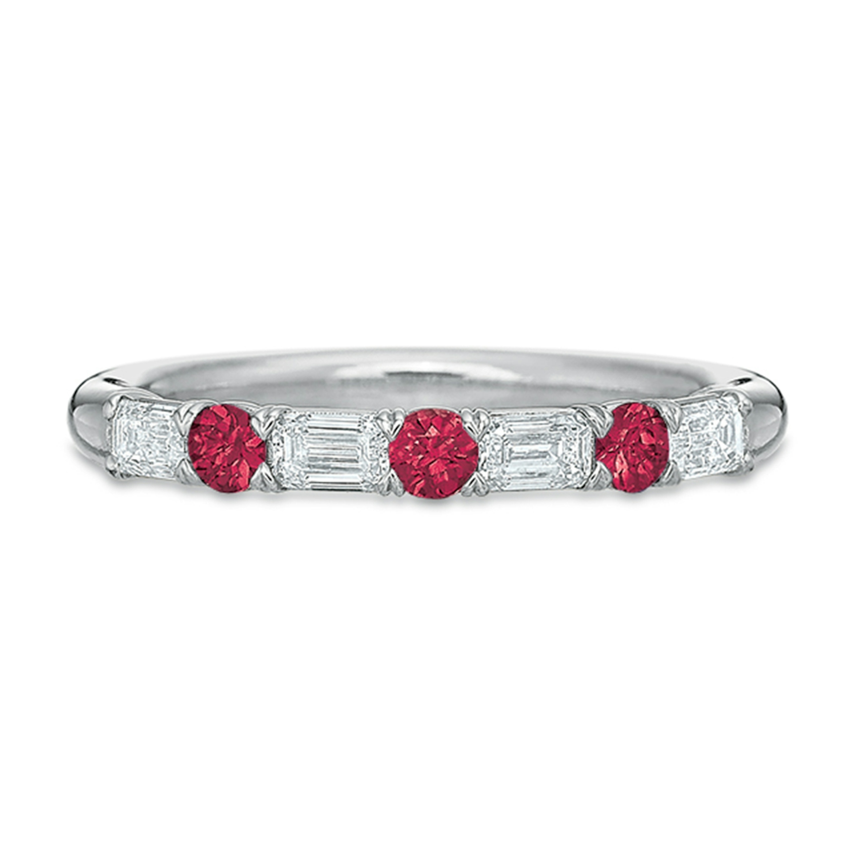 Vertical White Gold Ruby And Diamond Band