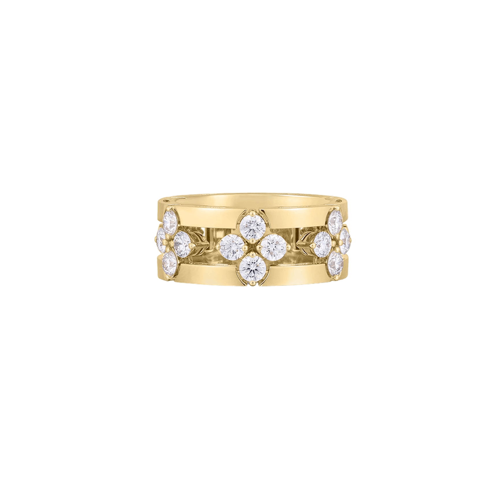 Vertical 18K Yellow Gold Love In Verona Diamond Open Frame Ring