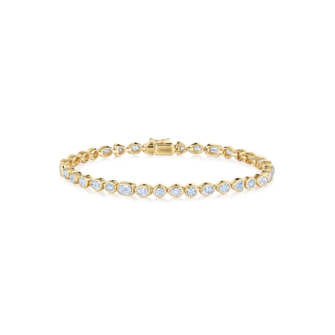 Vertical 18K Yellow Gold Portofino Bezel Set Diamond Bracelet