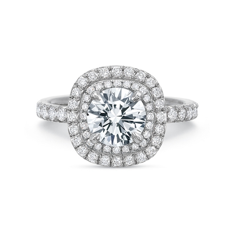 Vertical White Gold Halo Semi-Mount Engagement Ring