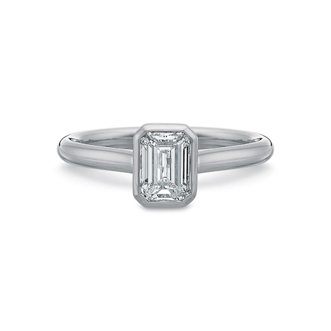 Vertical White Gold Diamond Bezel Semi-Mount Engagement Ring