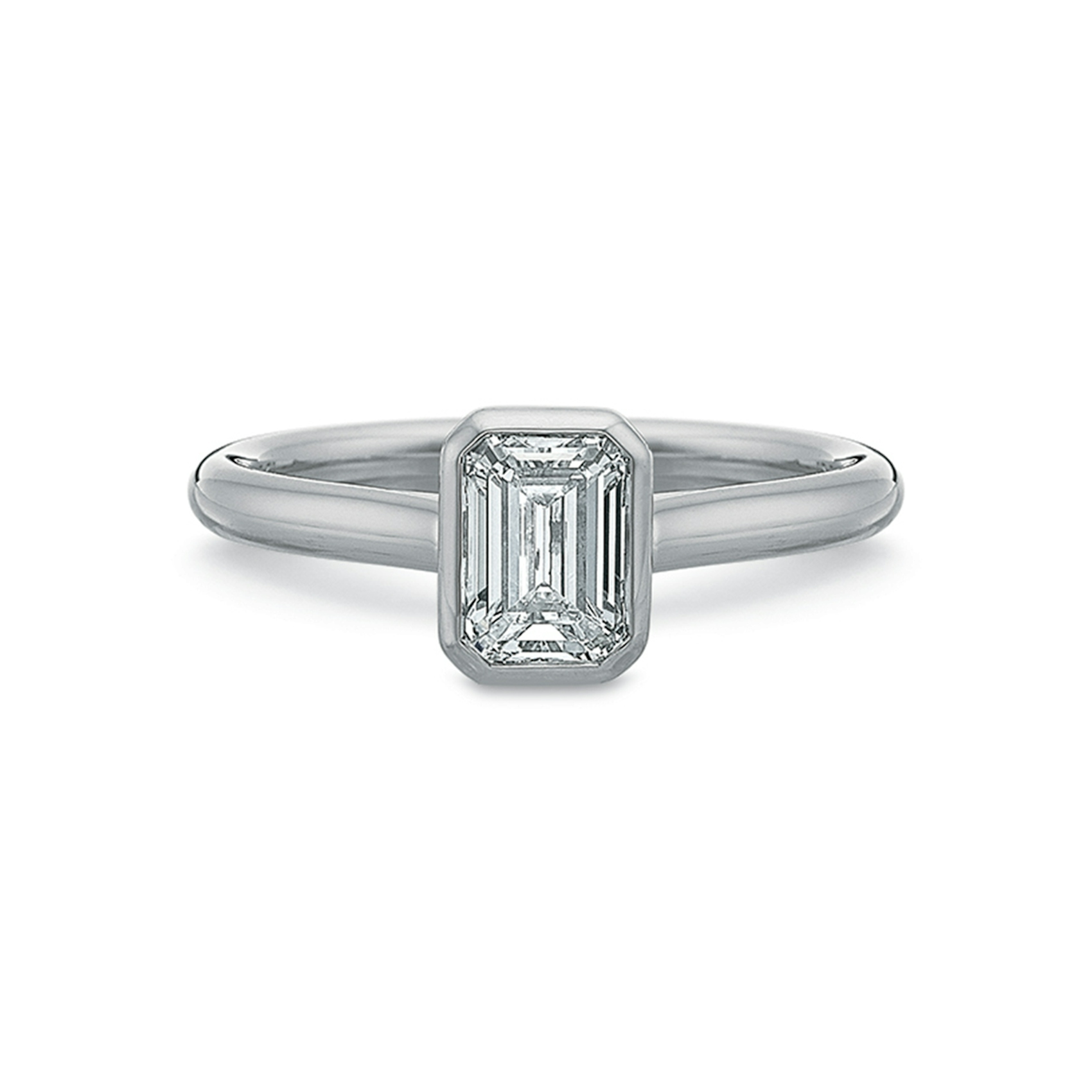 Vertical White Gold Diamond Bezel Semi-Mount Engagement Ring