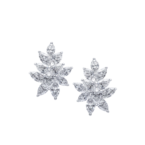 Vertical Cluster Diamond Earrings