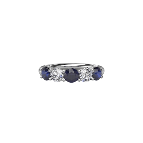 Vertical Chunky Sapphire and Diamond Shared Prong Anniversary BandW6207S