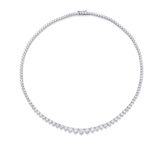 Vertical 18K White Gold Round Diamond Riviera Necklace