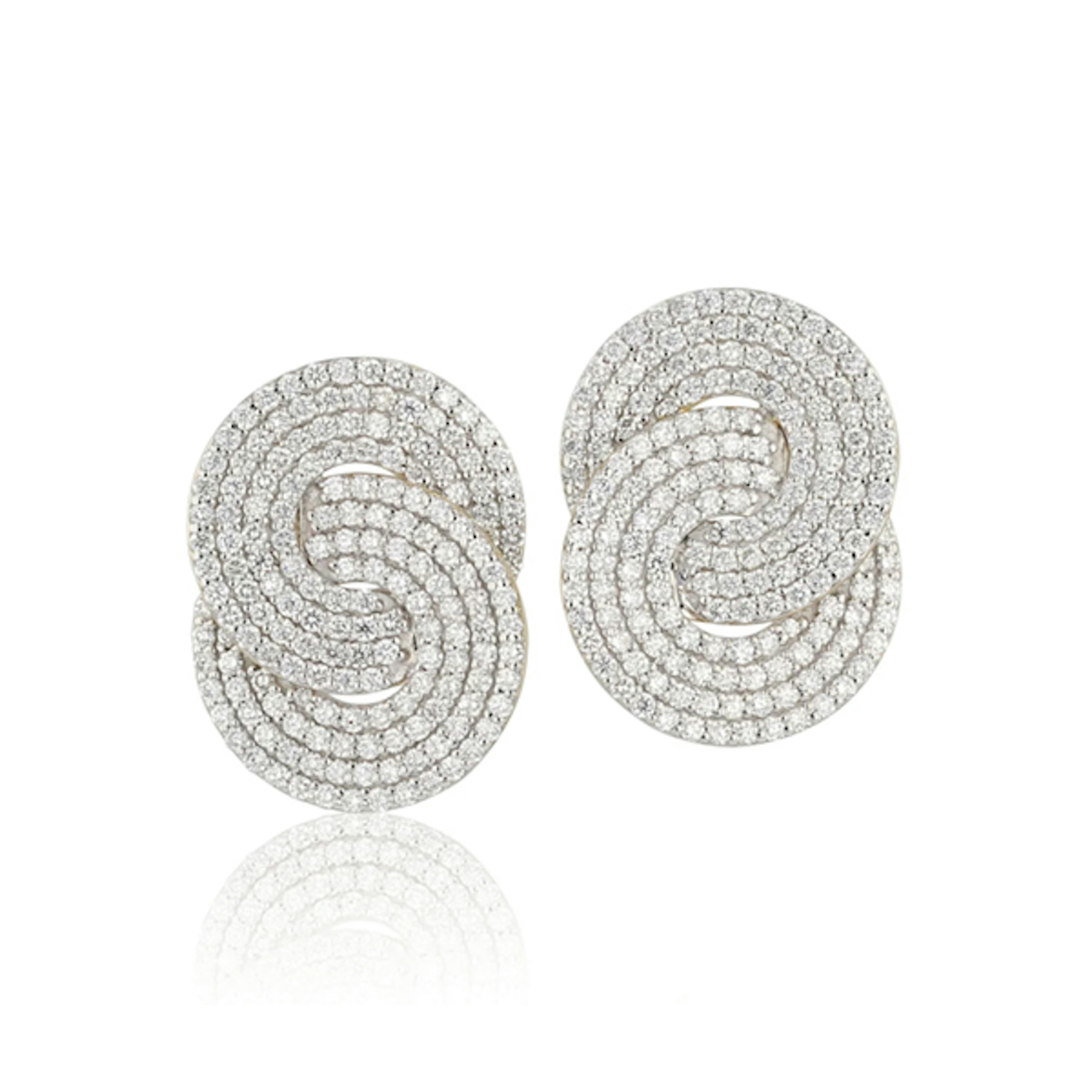 Vertical Diamond Large Double Interlocking Stud Earrings