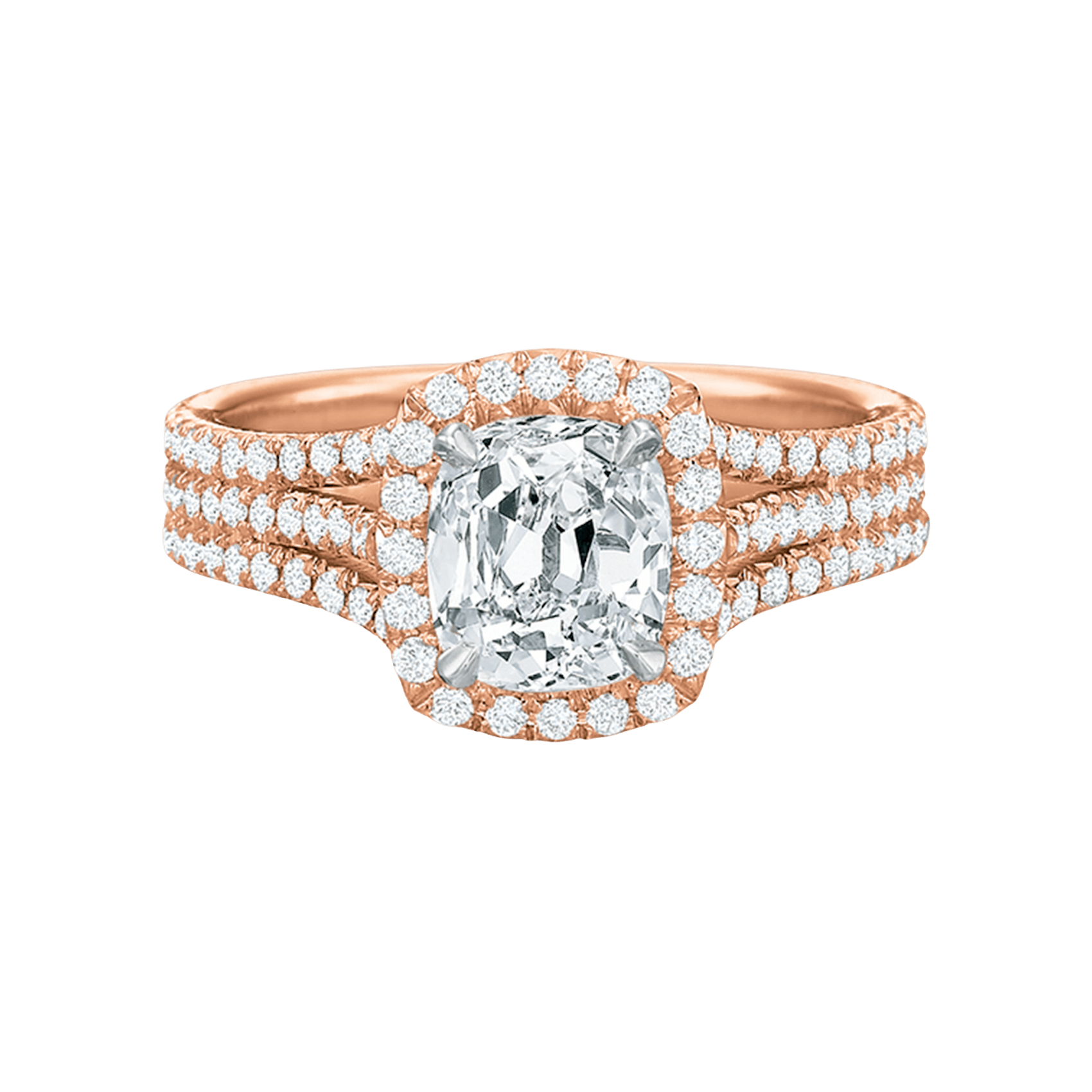 Vertical Rose Gold Halo Semi-Mount Engagement Ring