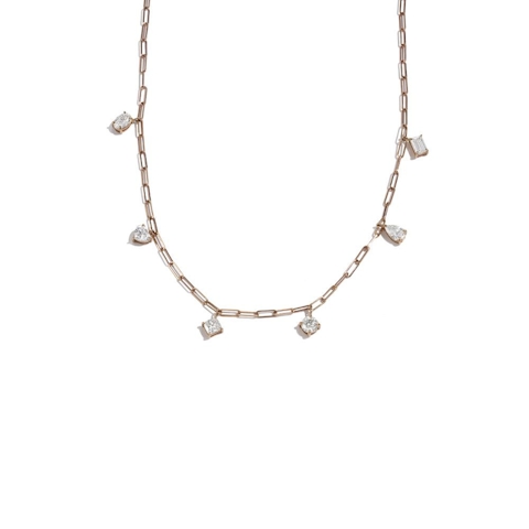 Vertical 18K Rose Gold Diamond Necklace