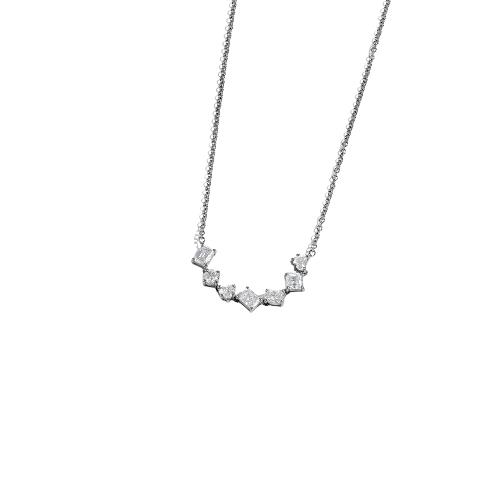 Vertical Mixed-Shape Diamond Bar Necklace